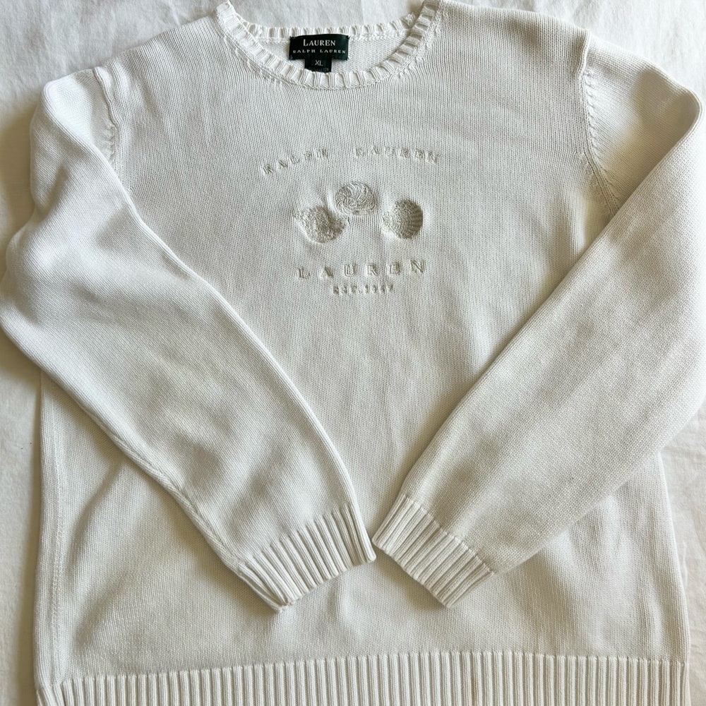 Lauren Ralph Lauren Vintage White Cotton Seashell Sweater